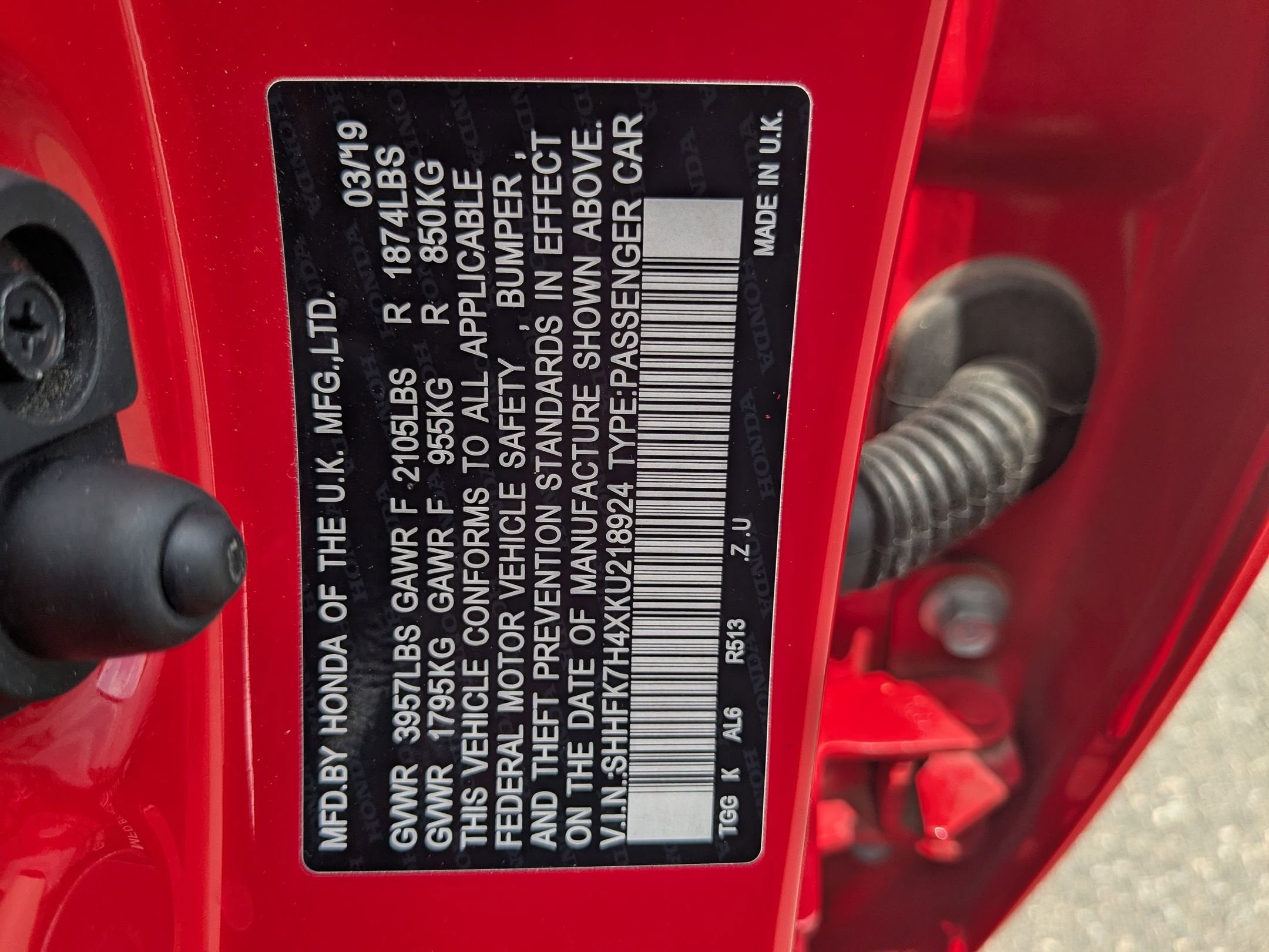 2019 Honda Civic Hatchback Sport