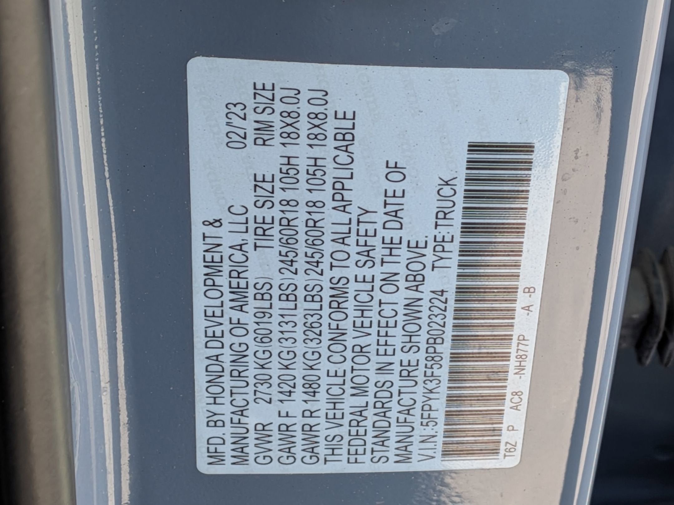 2023 Honda Ridgeline RTL