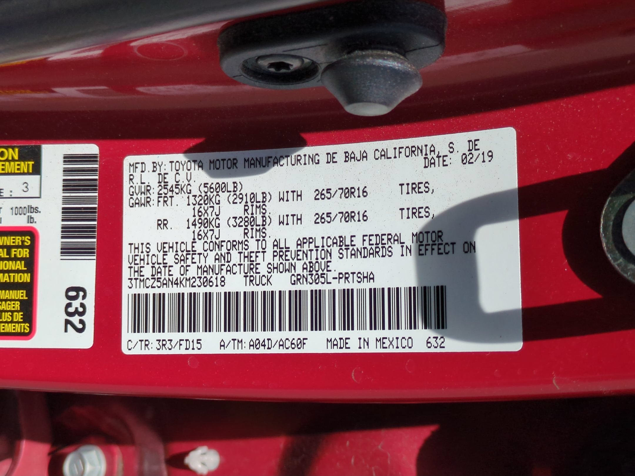 2019 Toyota Tacoma 4WD TRD Off Road