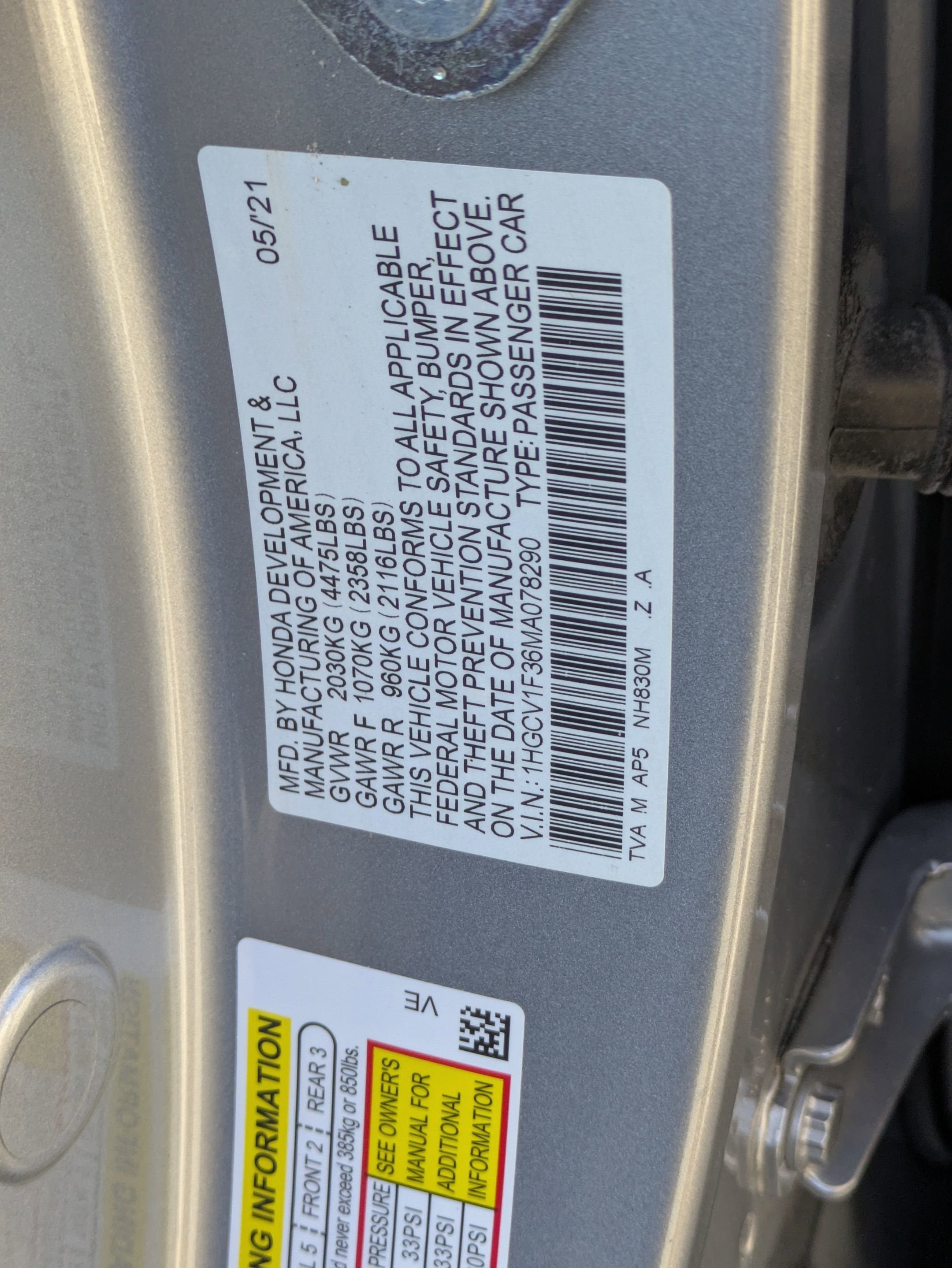 2021 Honda Accord Sedan Sport