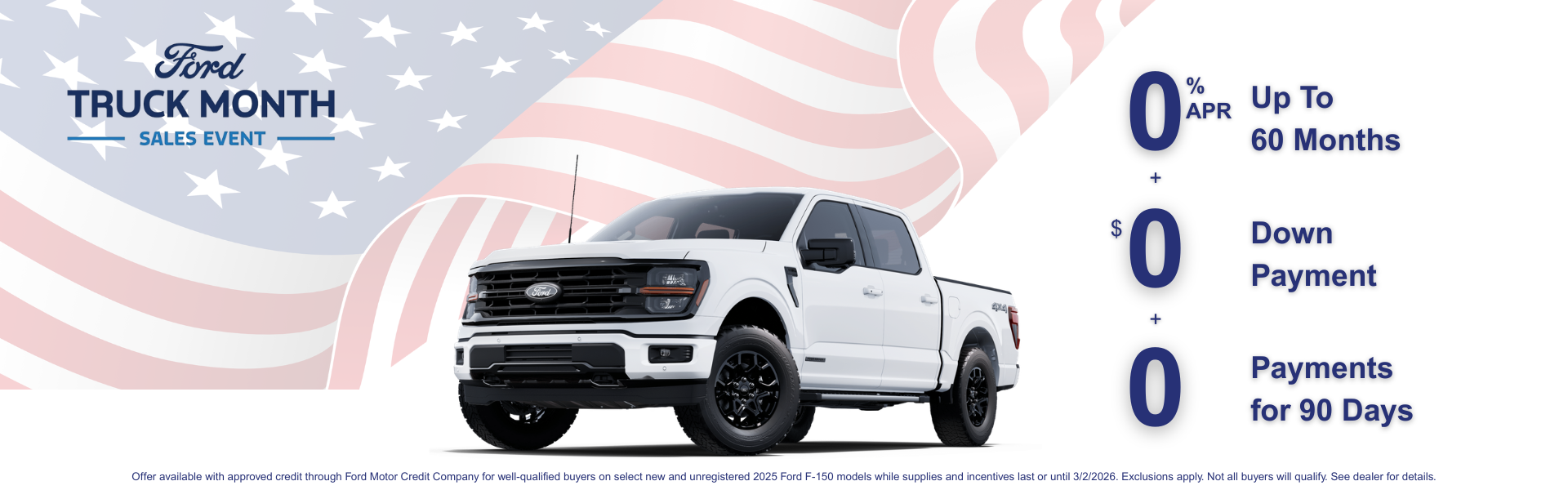 0% APR with 2025 F150 XLT White
